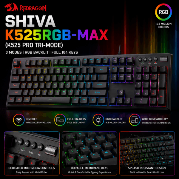 Redragon SHIVA K525RGB-MAX (K525 PRO Tri-Mode)